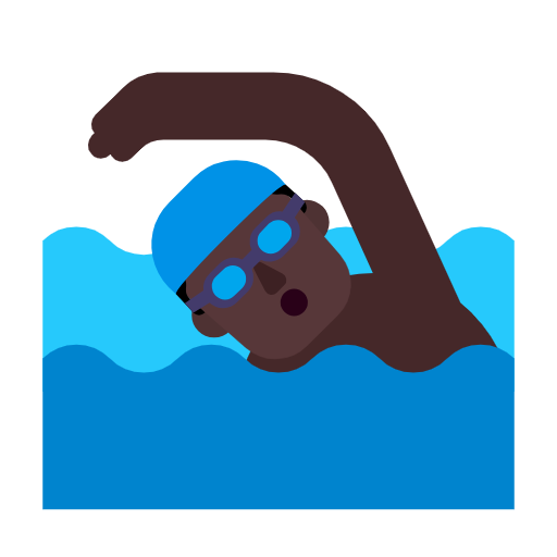 Man Swimming: Dark Skin Tone on Microsoft Fluent