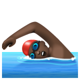 Man Swimming: Dark Skin Tone on WhatsApp