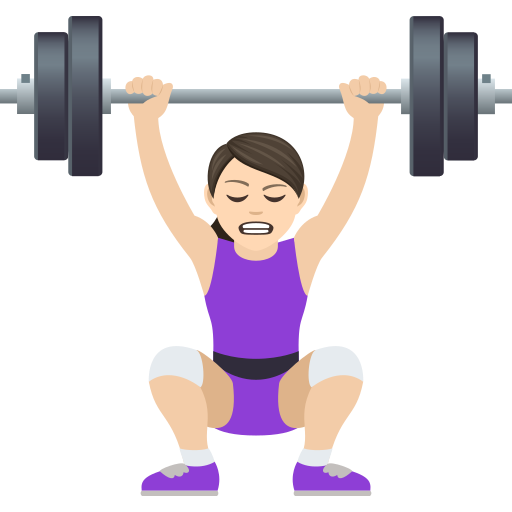 Woman Lifting Weights: Light Skin Tone on JoyPixels