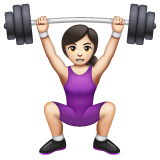 Woman Lifting Weights: Light Skin Tone on WhatsApp