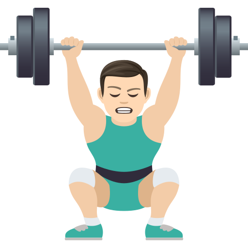 Man Lifting Weights: Light Skin Tone on JoyPixels