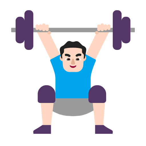 Man Lifting Weights: Light Skin Tone on Microsoft Fluent