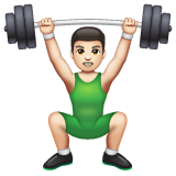 Man Lifting Weights: Light Skin Tone on WhatsApp
