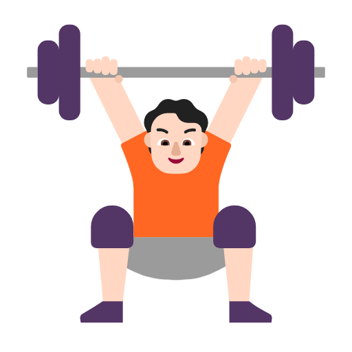 Person Lifting Weights: Light Skin Tone on Microsoft Fluent