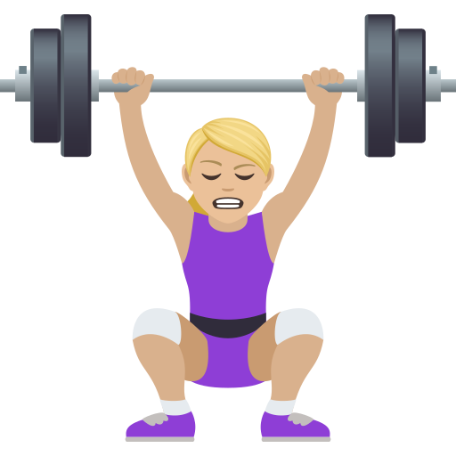 Woman Lifting Weights: Medium-Light Skin Tone on JoyPixels