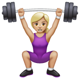 Woman Lifting Weights: Medium-Light Skin Tone on WhatsApp