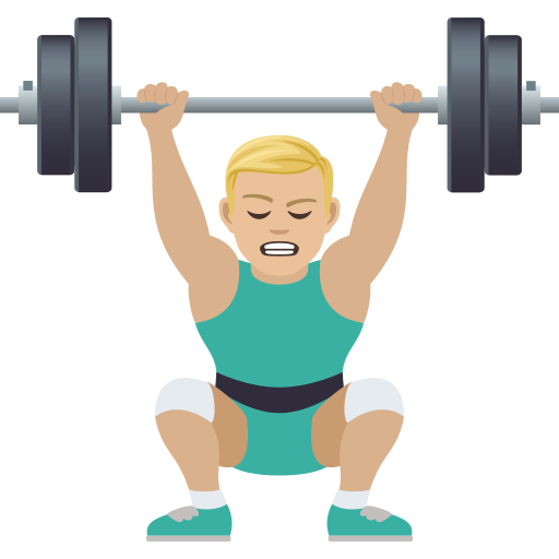 Man Lifting Weights: Medium-Light Skin Tone on JoyPixels