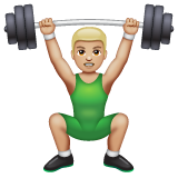 Man Lifting Weights: Medium-Light Skin Tone on WhatsApp