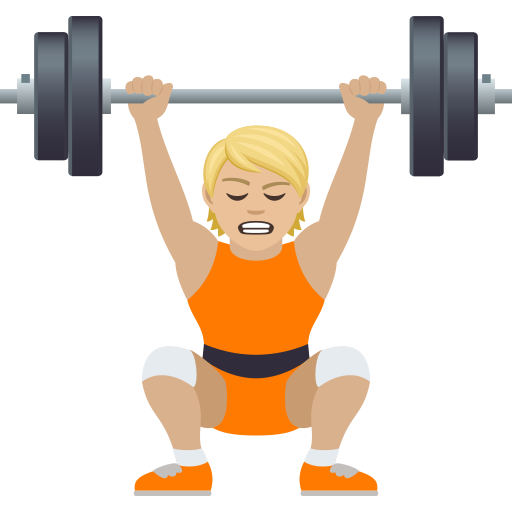 Person Lifting Weights: Medium-Light Skin Tone on JoyPixels