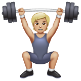 Person Lifting Weights: Medium-Light Skin Tone on WhatsApp