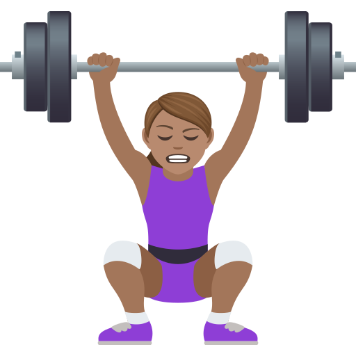 Woman Lifting Weights: Medium Skin Tone on JoyPixels