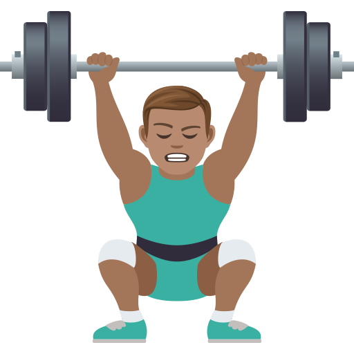 Man Lifting Weights: Medium Skin Tone on JoyPixels