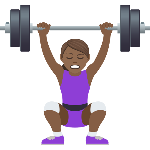 Woman Lifting Weights: Medium-Dark Skin Tone on JoyPixels