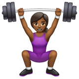 Woman Lifting Weights: Medium-Dark Skin Tone on WhatsApp