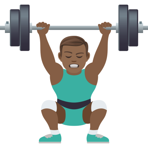 Man Lifting Weights: Medium-Dark Skin Tone on JoyPixels