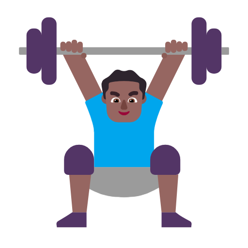 Man Lifting Weights: Medium-Dark Skin Tone on Microsoft Fluent