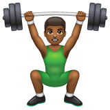 Man Lifting Weights: Medium-Dark Skin Tone on WhatsApp