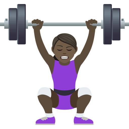 Woman Lifting Weights: Dark Skin Tone on JoyPixels