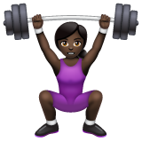 Woman Lifting Weights: Dark Skin Tone on WhatsApp