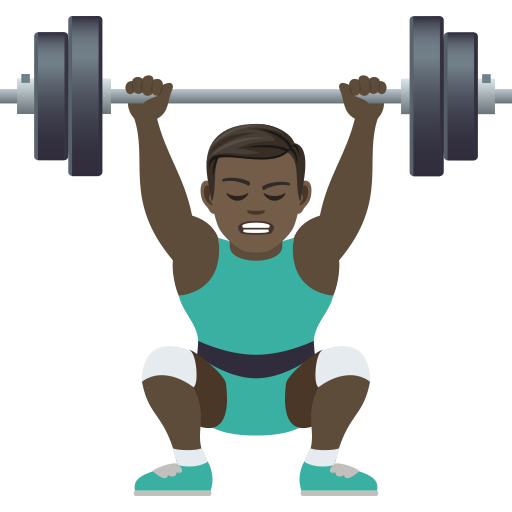Man Lifting Weights: Dark Skin Tone on JoyPixels