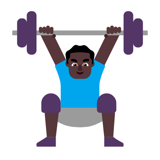 Man Lifting Weights: Dark Skin Tone on Microsoft Fluent