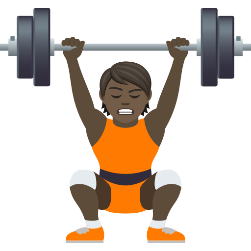Person Lifting Weights: Dark Skin Tone on JoyPixels