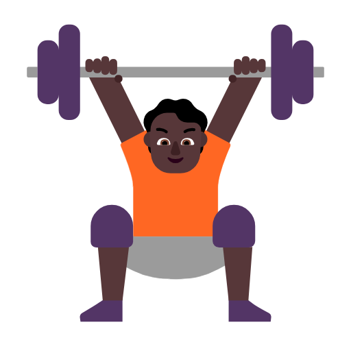 Person Lifting Weights: Dark Skin Tone on Microsoft Fluent