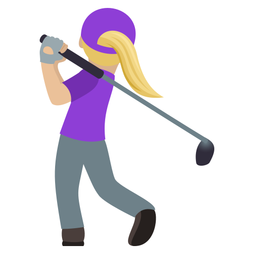 Woman Golfing: Medium-Light Skin Tone on JoyPixels