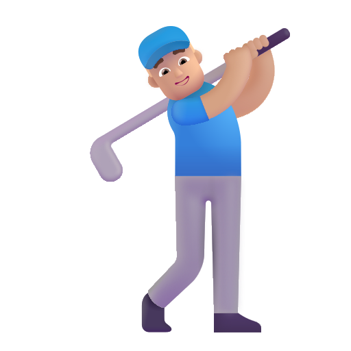 Man Golfing: Medium-Light Skin Tone on Microsoft 3D