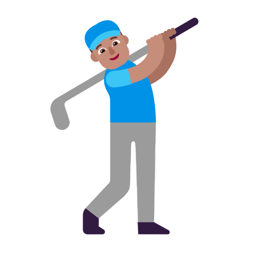 Man Golfing: Medium Skin Tone on Microsoft Fluent