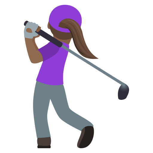 Woman Golfing: Medium-Dark Skin Tone on JoyPixels
