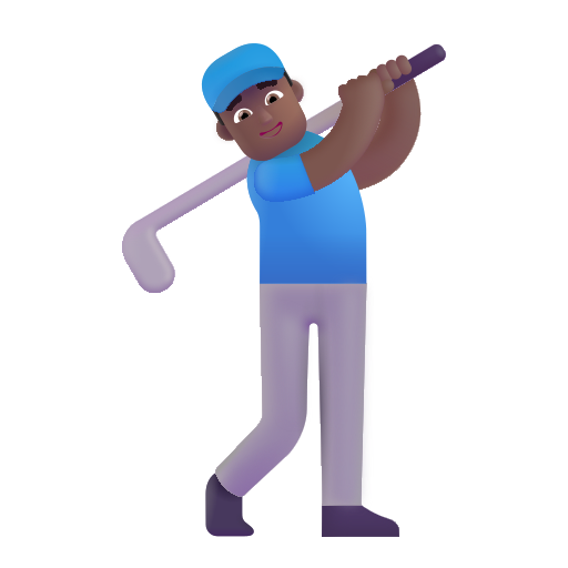 Man Golfing: Medium-Dark Skin Tone on Microsoft 3D