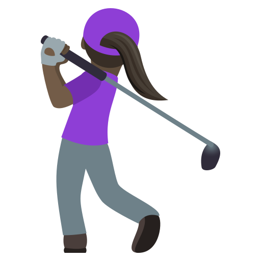Woman Golfing: Dark Skin Tone on JoyPixels