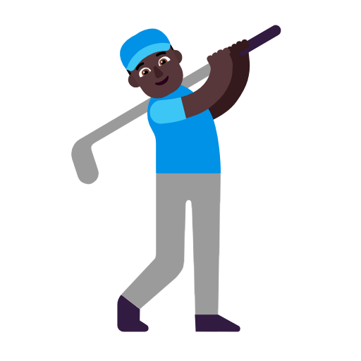 Man Golfing: Dark Skin Tone on Microsoft Fluent