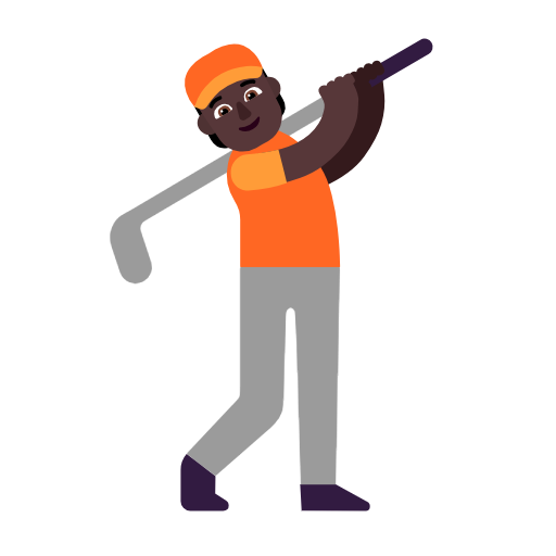 Person Golfing: Dark Skin Tone on Microsoft Fluent