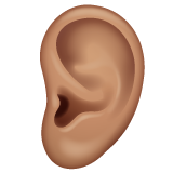Ear: Medium Skin Tone on WhatsApp