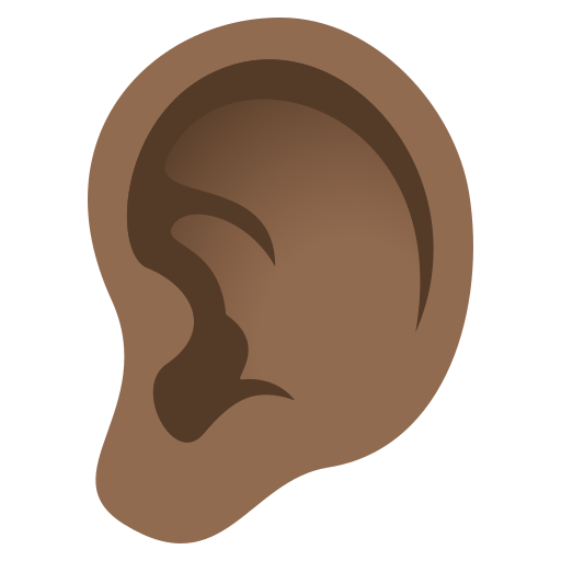 Ear: Medium-Dark Skin Tone on JoyPixels