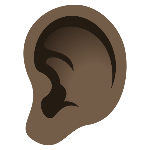 Ear: Dark Skin Tone on JoyPixels