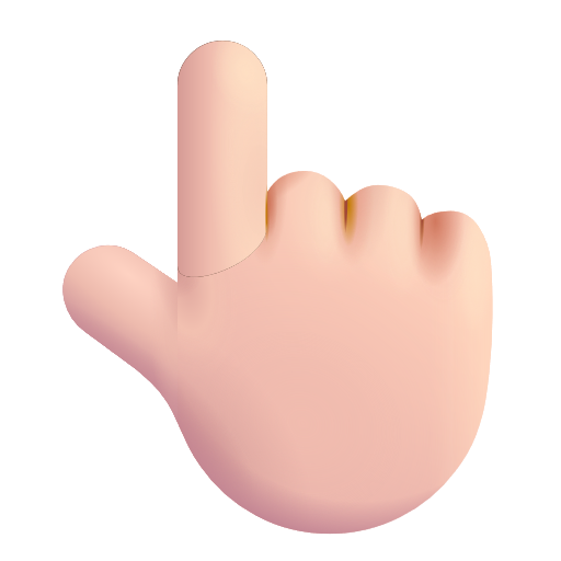 White Up Pointing Backhand Index: Light Skin Tone on Microsoft 3D