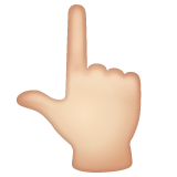 White Up Pointing Backhand Index: Light Skin Tone on WhatsApp