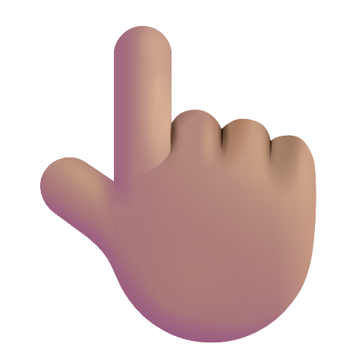 White Up Pointing Backhand Index: Medium Skin Tone on Microsoft 3D