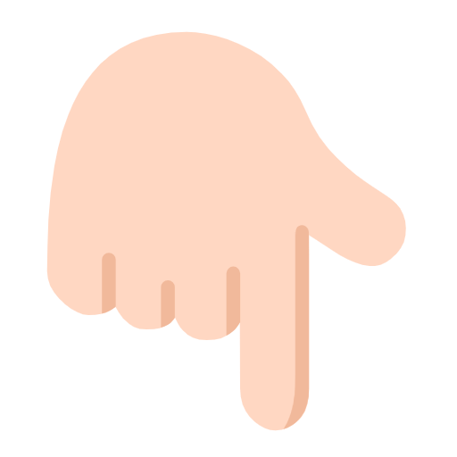 White Down Pointing Backhand Index: Light Skin Tone on Microsoft Fluent