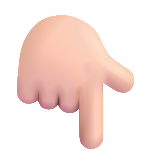 White Down Pointing Backhand Index: Light Skin Tone on Microsoft 3D
