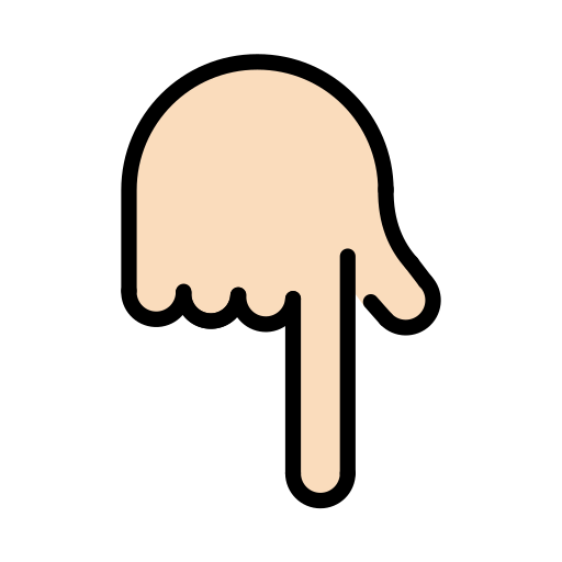 White Down Pointing Backhand Index: Light Skin Tone on OpenMoji