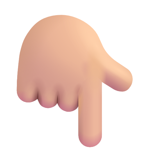 White Down Pointing Backhand Index: Medium-Light Skin Tone on Microsoft 3D