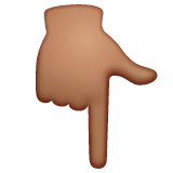 White Down Pointing Backhand Index: Medium Skin Tone on WhatsApp