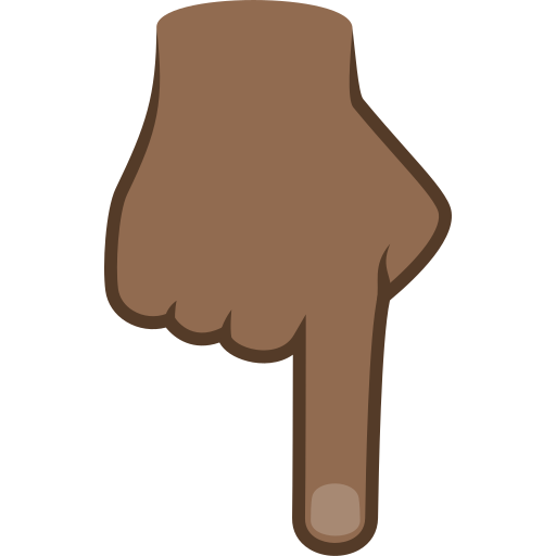 White Down Pointing Backhand Index: Medium-Dark Skin Tone on JoyPixels