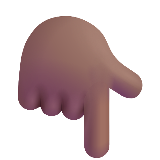 White Down Pointing Backhand Index: Medium-Dark Skin Tone on Microsoft 3D
