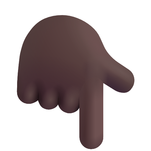 White Down Pointing Backhand Index: Dark Skin Tone on Microsoft 3D