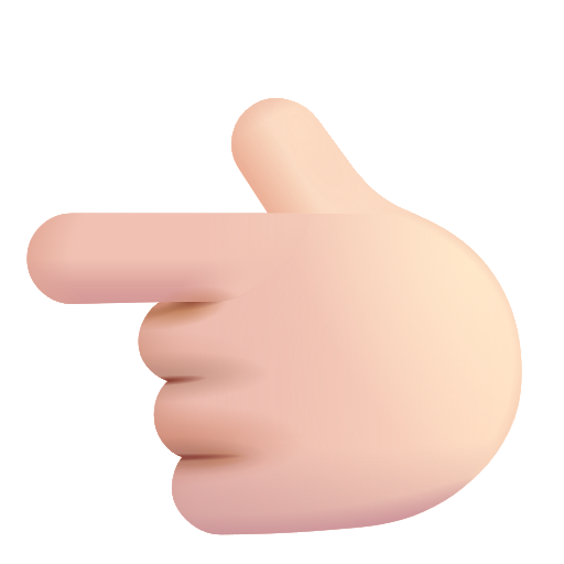 White Left Pointing Backhand Index: Light Skin Tone on Microsoft 3D